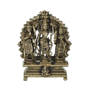 Cobre puro hecho a mano Lord Ram Darbar Murti - Pequeño 2,65", Ram Sita Lakshman Ha - Imagen 1 de 3