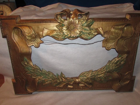 VTG VERY LG FINESSE ORIGINAL 1960s ORNATE FIBERGLASS 3D MIRROR FRAME 54" ACROSS Cover