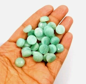 Lote de piedras preciosas sueltas de cabujón de forma redonda de amazonita natural de 5 mm al por mayor - Imagen 1 de 4