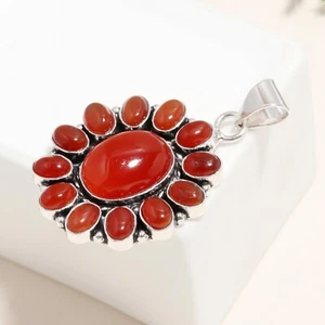 Carnelian Garnet Gemstone 925 Sterling Silver Pendant For Necklace - Picture 1 of 4