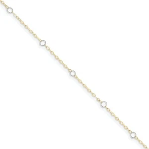 14k 14kt Two-tone Gold Adjustable Circle Anklet 9 inch X 4 mm - Picture 1 of 4