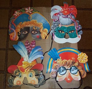 4 verschiedene Halbmasken aus Pappe - Super!!! Sortiment 2 - Picture 1 of 1