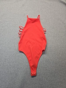 Forever 21 Body Suit Women's Size Small Tangerine Cut Out Sides Cami Straps - Picture 1 of 11