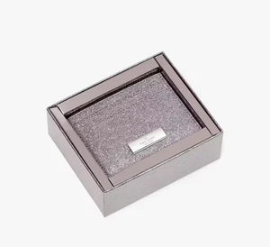 Kate Spade Kenzie Boxed Glitter Small Cardholder Organizer Candied Flower Silver - Picture 1 of 5