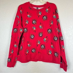 H&M Divided rot Pugs & Kisses Urlaub Weihnachten Sweatshirt Damen Größe Large - Bild 1 von 7