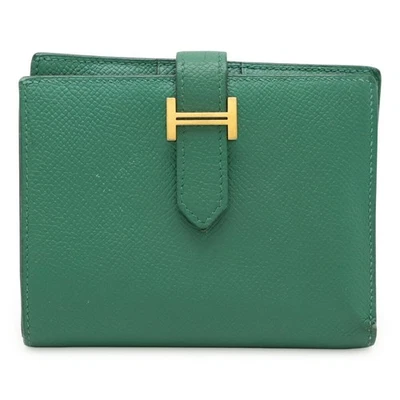 Hermes Bearn Cartera Compacta Doble Plegable Cuero Mujer Verde Talla Única Foto 1 de 4