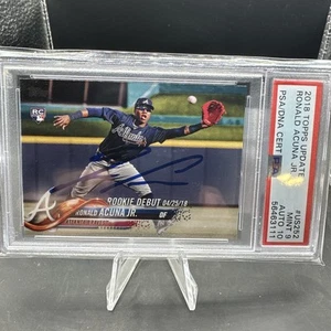 2018 TOPPS UPDATE US252 RONALD ACUNA JR. AUTO PSA 9 DNA 10 - Picture 1 of 2