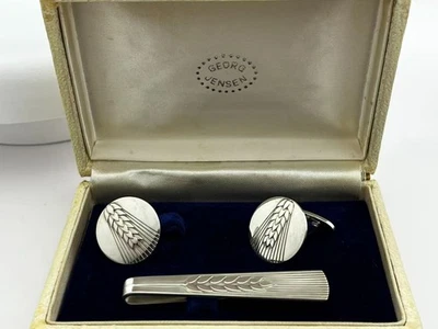 Gemelli vintage Georg Jensen in argento sterling motivo grano #78B, clip... - Immagine 1 di 4