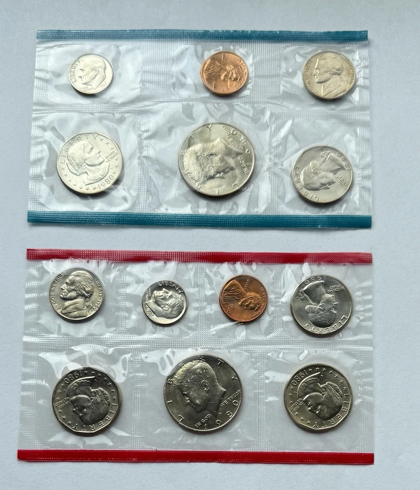 1980 U.S. Mint Uncirculated Coin Set (Philadelphia & Denver) - Image 1 of 1