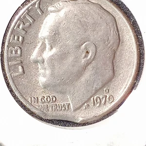 1970-D Roosevelt Dime Small Curved Clipped Planchet  - Picture 1 of 4