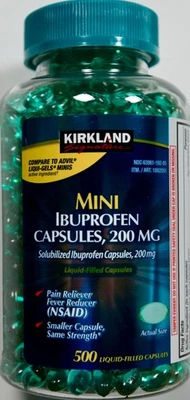 Kirkland Signature Mini ibuprofeno 200 mg geles líquidos - 500 unidades - sellado Foto 1 de 2