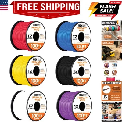 12 Gauge Wire - 6 Roll 12 Gauge Automotive Wire Bulk Assortment Pack - 12 AWG... - Image 1 of 4