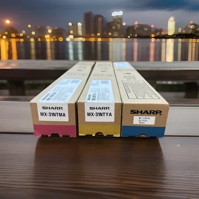 Set of Genuine Sharp MX-31NTMA Magenta, MX-31NTCA Cyan, MX-31NTYA Yellow Toners - Image 1 of 4