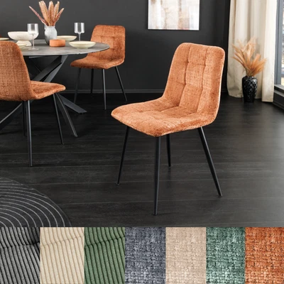 Stuhl TRES CHIC - AUSWAHL - Cord Chenille Metallbeine - retro Esszimmerstuhl - Bild 1 von 4