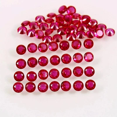 Lote de 100 piezas de rubí natural 5 mm, 50 piezas 6 mm esmeralda, 15 piezas 6 mm zafiro rosa Foto 1 de 4