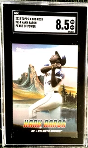 2023 Topps X Bob Ross Peaks of Power Hank Aaron PK9 SGC 8,5 Joy of Baseball - Imagen 1 de 2