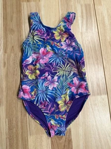 Costume da bagno posto per bambini bambina S 5 6 nuoto pezzo unico uccellino tropicale luminoso - Foto 1 di 5