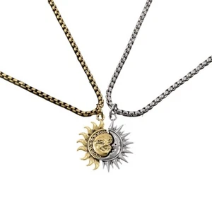 Asymmetric Sun and Moon Matching Necklace for Couple Titanium Steel Accessories - Picture 1 of 6