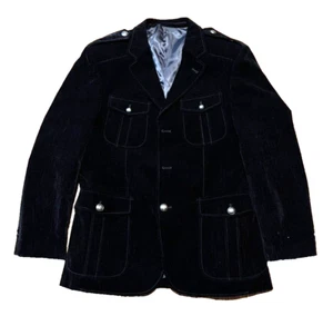 INSERCH PARAMILITARY VELVETEEN 4 POCKET MENS M BLAZER JACKET SPORT COAT BLACK - Picture 1 of 3