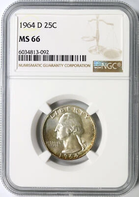 1964-D 25c Washington Quarter NGC MS66 - Image 1 of 4