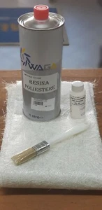 KIT VETRORESINA RIPARAZIONE NAUTICA AUTO RESINA 1LT FIBRA LANA VETRO POLIESTERE - Foto 1 di 1