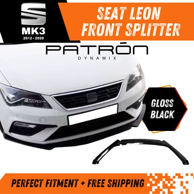 Seat Leon Cupra FR MK3 Front Lip Splitter Body Kit Gloss Black 20012-2020 - Image 1 of 4