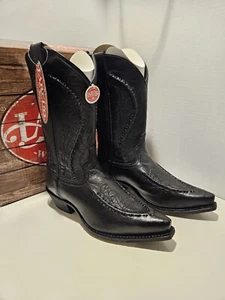 Laredo Laramie Sz 10D Goat Bucklace Snip Toe Cowboy Mens Black Dress Boots 68430 - Picture 1 of 21