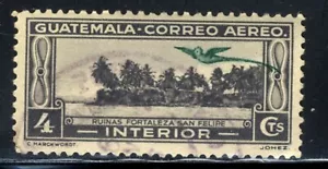 1935 Guatemala 🦜Quetzal Airmail SC#C34 AP10  Ruins of Fort San Felipe Stamp - Picture 1 of 1