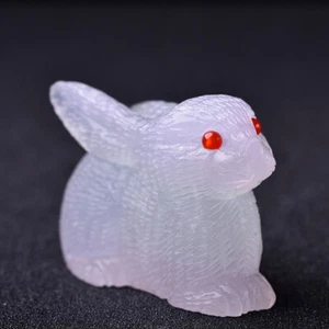 Natural Rainbow Fluorite Quartz Manual Carving Rabbit Hippocampus Healing 1pc - Picture 1 of 6