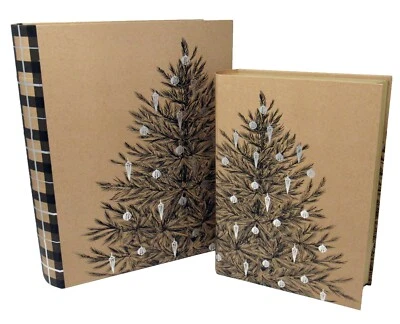 Punch Studio 2 cajas de libros de anidación árbol de Navidad lámina plateada 36861-62 Lg XL Foto 1 de 4