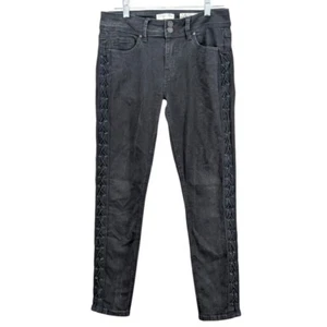 Indigo Rein Women's Side Lace Up Gothic Ankle Jeans Grunge Streetwear Black Sz 9 - Picture 1 of 10