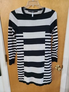 Kensie Women's Black & White Contrasting Striped Knit Dress, Soft Cotton, Medium - Picture 1 of 3