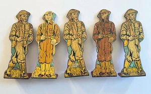 MARX 9232 TIN LITHO WW2 BRITISH INFANTRY PRIVATES TOY SOLDIERS SQUAD LOT OF 5 - Picture 1 of 1
