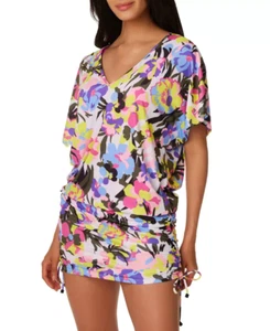 Bar III Paradise Garden Drawstring Caftan Cover-Up 10B 1998 - Picture 1 of 4