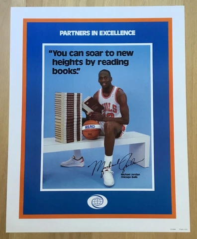 Original Michael Jordan 1980's World Book Encyclopedia Poster 28" x 22" Bulls Cover