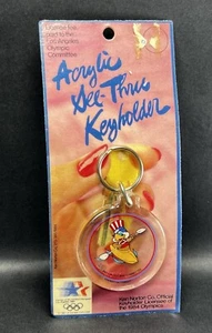 Keychain LOS ANGELES OLYMPICS Round Acrylic SAM THE EAGLE NIP SEALED! Vtg 1984 - Picture 1 of 9