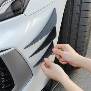 Car Carbon Fiber Front Bumper Canards Diffuser Lip Splitter Fins Kit Accessories - Foto 1 di 11