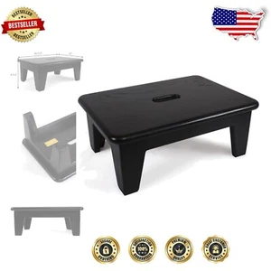 6.5-Inch High Non-Slip Step Stool in Black Oak – Perfect for Adults & Seniors - Picture 1 of 8