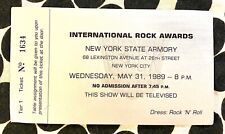 INTERNATIONAL ROCK AWARDS TICKET - MAY 31ST, 1989 - N.Y. STATE ARMORY - BOWIE!