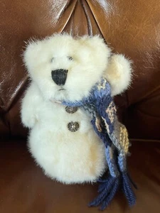 The Boyds Collection White Plush Snowman Snow Bear w Jointed Limbs & Blue Knits - Picture 1 of 11