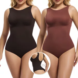 Women Shapewear Tummy Control Bodysuit Thong Body Shaper Seamless Tank Top UK - Picture 1 of 15