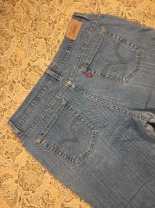 Levis Brand 550 Women's Designer Blue Jeans Size 14 Medium Boot Cut Hemmed Cuffs - Picture 1 of 11