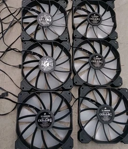 Set of 6 RGB fans new Corsair 140mm ,12v DC 0.3A . 4pins /31006940 - Picture 1 of 2