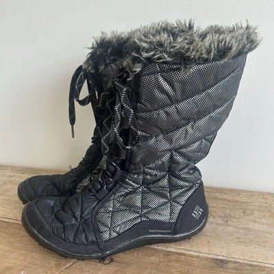 Columbia Shoe Omni-Grip 200 Grams Women 6.5 Snow Boots Waterproof Black Faux Fur - Image 1 of 4