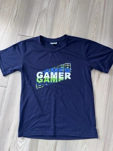 Gamer Boys T-shirt Navy Blue Size 10/12 - Picture 1 of 4