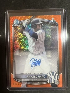 2025 Bowman Richard Matic Chrome Auto 1st Orange Shimmer Refractor /25 #CPA-RM - Picture 1 of 2