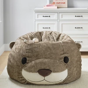 Pottery Barn Teen Otter Critter Faux Fur Beanbag SlipCover 3D Large NWT So Cute - Picture 1 of 8