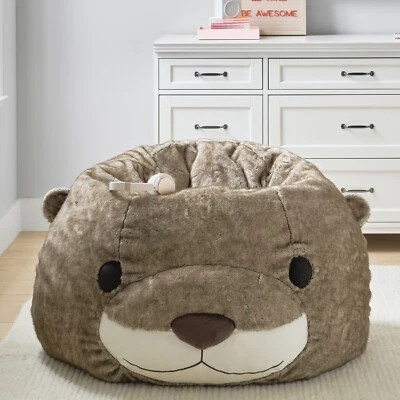 Pottery Barn Teen Otter Critter Faux Fur Beanbag SlipCover 3D Large NWT So Cute - Image 1 of 4