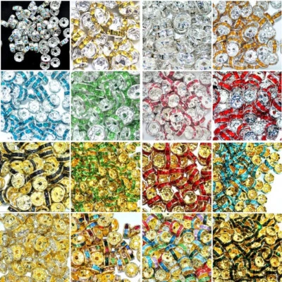 100/ 50pcs A+ glass rhinestone Rondell spacer beads various colours and sizes  - Image 1 of 4