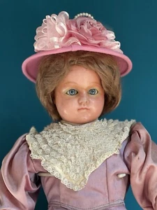 Antique German 23” Wax Over Papier Mache Sleepy Eye Fashion Doll - Picture 1 of 20